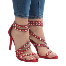 Czerwone szpilki odkryte LE042P