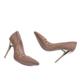 Różowe Welurowe Szpilki DD55P