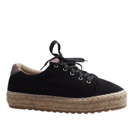 Czarne espadryle sznurowane BB01P