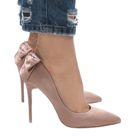 Różowe klasyczne szpilki kokardka LB-336