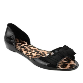 Czarne meliski balerinki gumowe z kokardką DD506-1