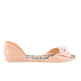 Beżowe meliski balerinki gumowe z kokardką DD506-2 beżowy