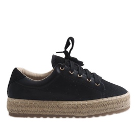 Czarne espadryle sznurowane LX-07