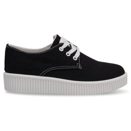 Czarne sznurowane trampki creepers BK-15
