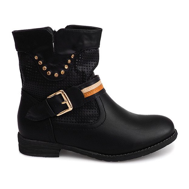 Ażurowe Botki Kowbojki HC230 Czarny czarne