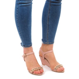 Sandały Na Koturnie 188-31 Różowy różowe