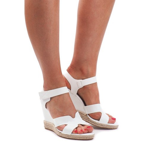 Sandały Na Koturnie 5H5670 Biały brązowe