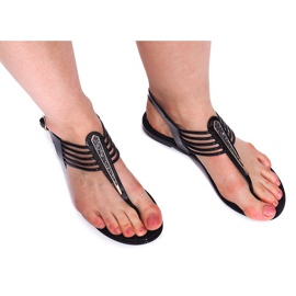 Sandały Meliski Z Cyrkoniami 001-356 Czarny czarne