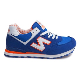 Sportowe Trampki JK-33 ROYAL/WHITE/ORANGE niebieskie