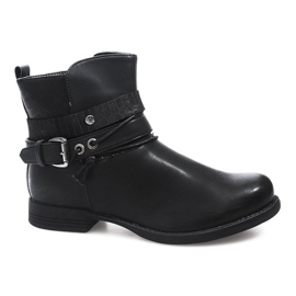 Ozdobione Botki 037-PA Czarny czarne