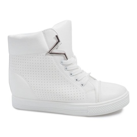 Sneakersy Na Koturnie 29332-2 Biały białe