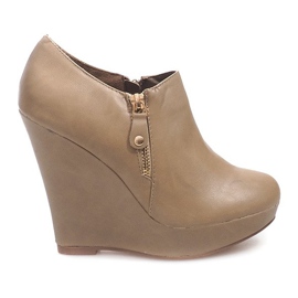 Botki Wedges Na Koturnie B160 Khaki wielokolorowe