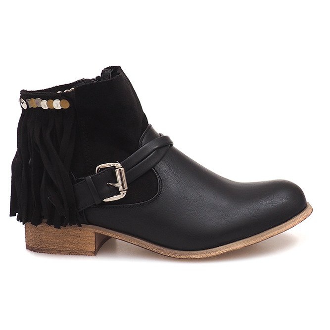 Ozdobione Botki 341-PA Czarny czarne