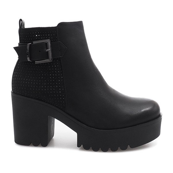 Ocieplane Botki Na Słupku J2009 Czarny czarne