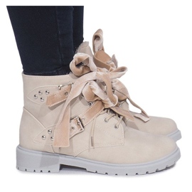 Ocieplane Ekstrawaganckie Botki TL0129-4 Beżowy