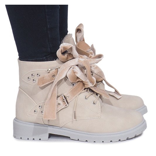 Ocieplane Ekstrawaganckie Botki TL0129-4 Beżowy