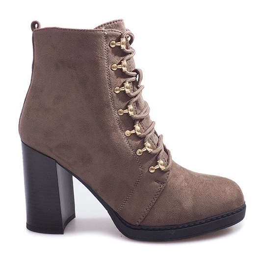 Ocieplane Botki Na Słupku 0-195 Khaki wielokolorowe zielone