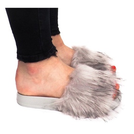 Klapki Z Futerkiem HN51-5 Szary szare