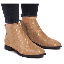 Zamszowe Botki Sztyblety 1510 Beżowy