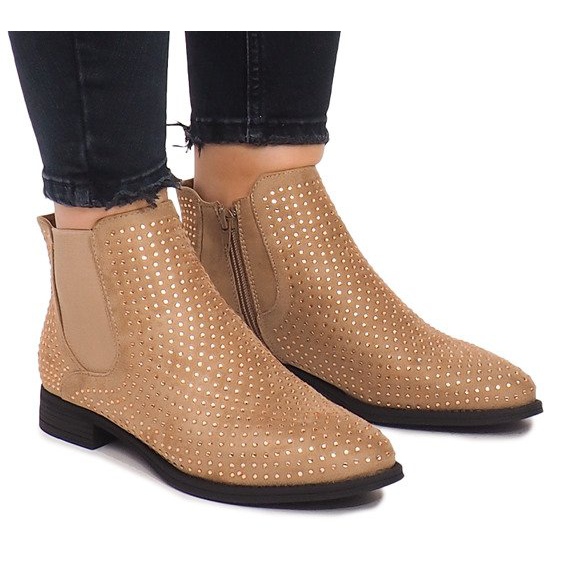 Zamszowe Botki Sztyblety 1510 Beżowy