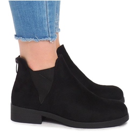 Zamszowe Botki Z Gumką 8203Y Czarny czarne