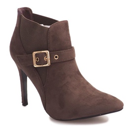 Botki Na Szpilce Zamsz PK097 Khaki wielokolorowe zielone