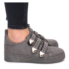 Trampki Na Rzepe Z Cekinami AB-3 Szary szare