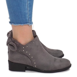 Zamszowe Botki Z Suwakiem LL230 Szary szare