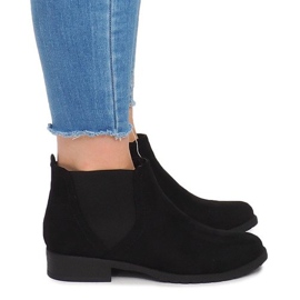 Zamszowe Botki Z Gumką C-5 Czarny czarne