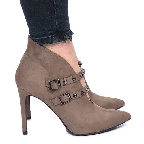 Beżowe botki na szpilce Karine beżowy