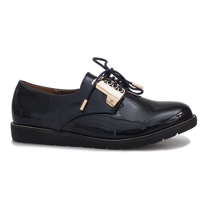 Granatowe lakierowane półbuty Rose