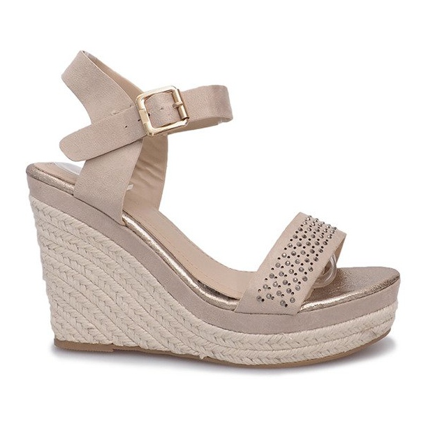 Beżowe sandały na koturnie Move On beżowy