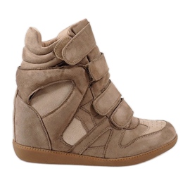 Camel sneakersy na koturnie H6601-32 brązowe