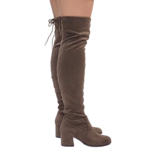 Zamszowe kozaki na słupku TE1704-3 wielokolorowe