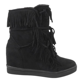 Czarne ocieplane sneakersy H6301AR