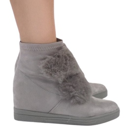 Szare ocieplane sneakersy H6503A-26