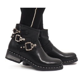 SDS Czarne zawijane botki 7313-PA