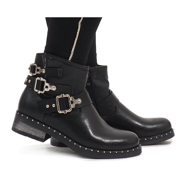 SDS Czarne zawijane botki 7313-PA