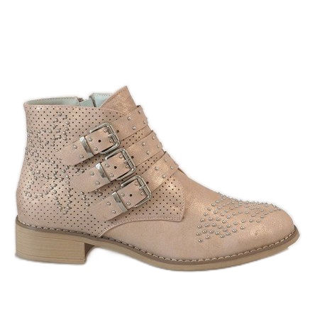 Różowe botki z ćwiekami HQ909