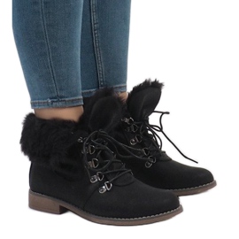 Czarne ocieplane botki futerko B9816-KB