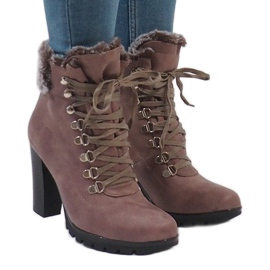 Khaki botki na słupku N50 zielone