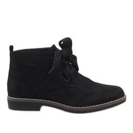 Czarne zamszowe botki QL-66