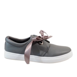 Szare trampki z kokardką 3057-3