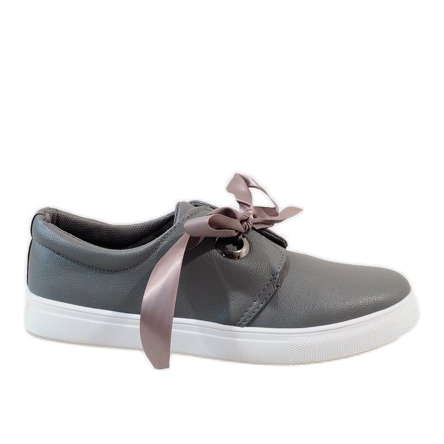 Szare trampki z kokardką 3057-3