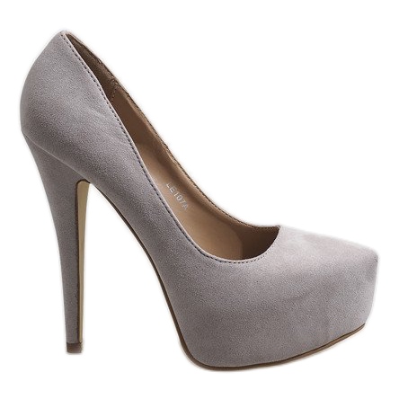 Szare zamszowe platformy na szpilce LE107A