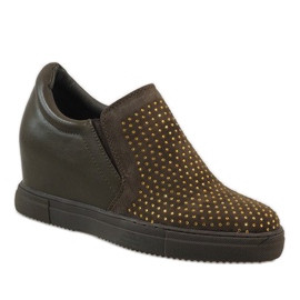 Zielone trampki na koturnie XW37005