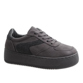 Szare trampki sneakersy na platformie B318-21