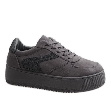 Szare trampki sneakersy na platformie B318-21