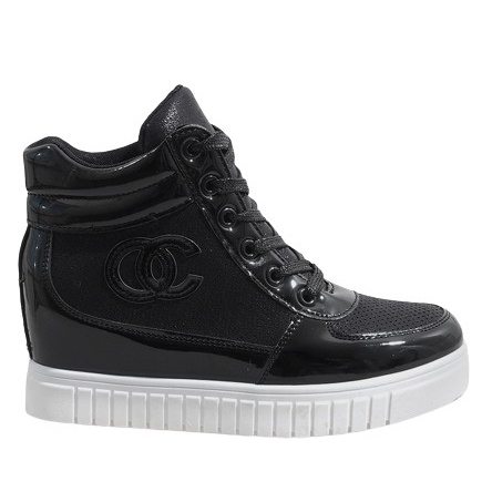 Czarne sneakersy na koturnie NB83P