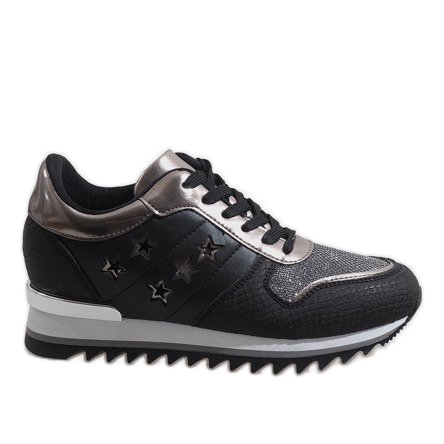 Czarne sneakersy na koturnie G-127